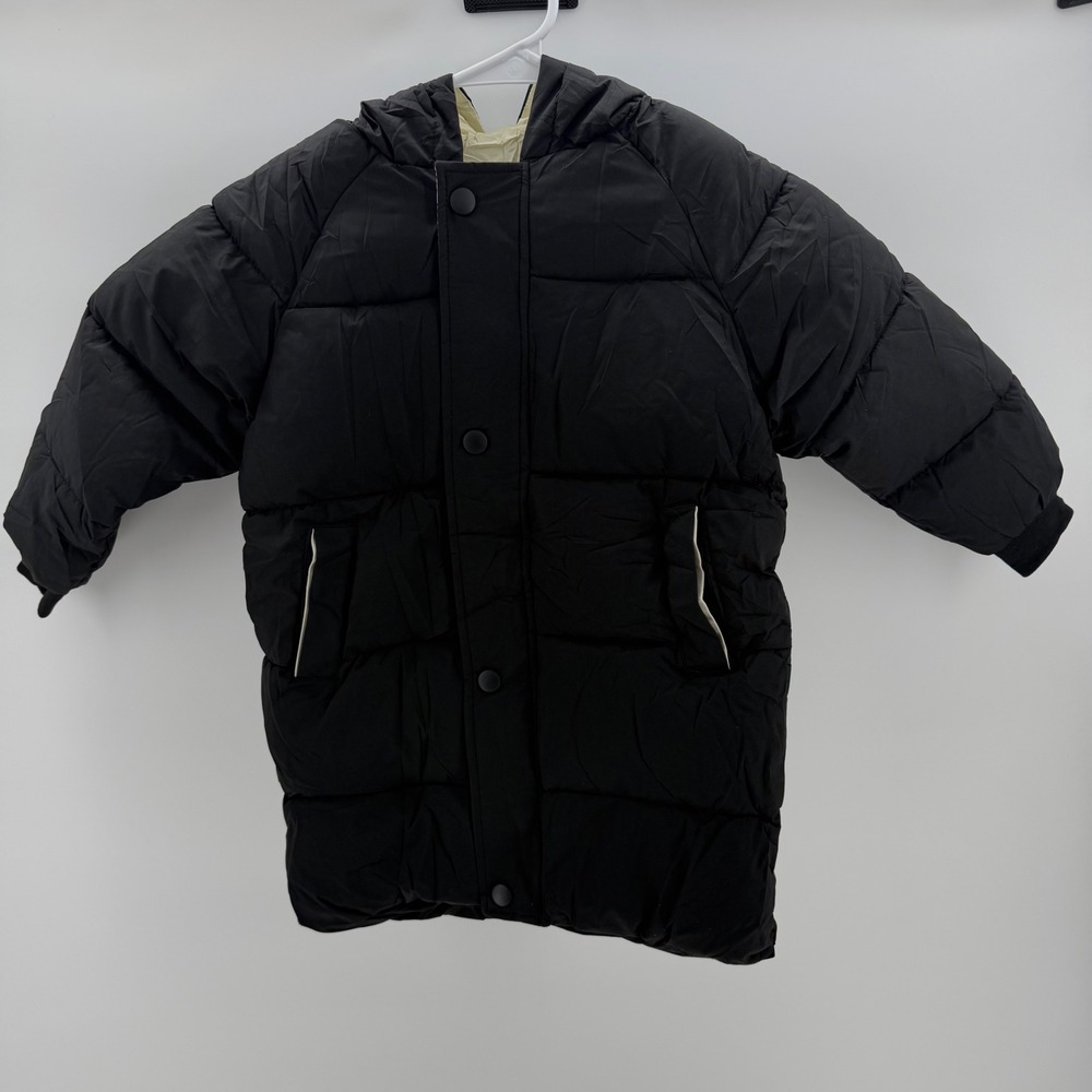 Flygo Puffer Coat Girls XS Black New Hooded Quilted Insulated Winter Jacket
